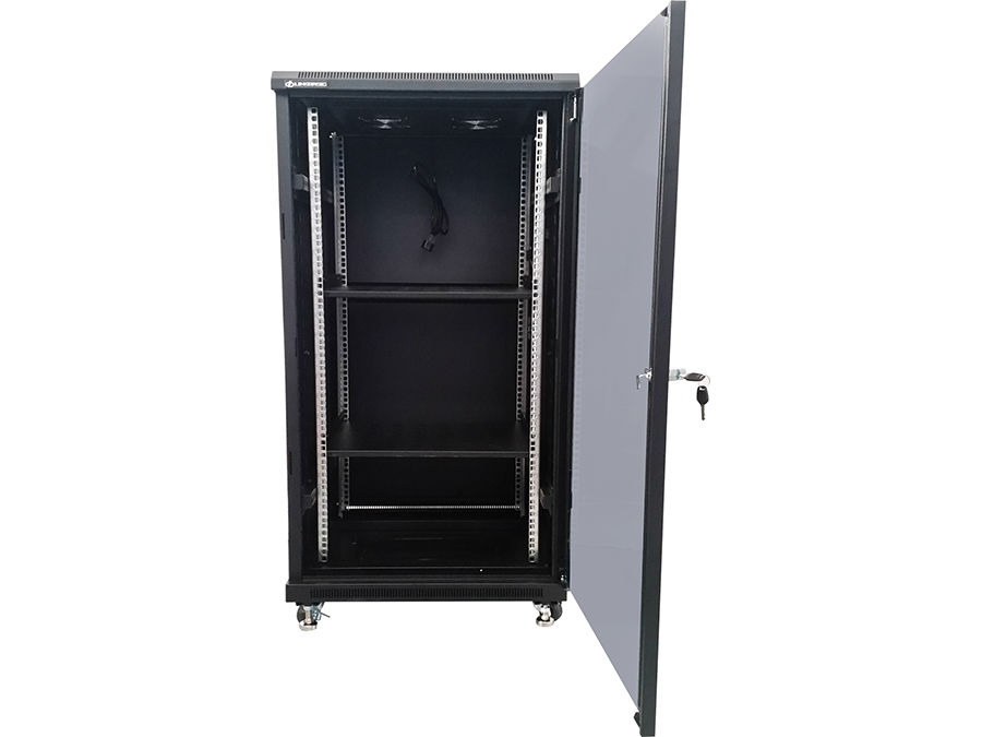 22u Freestanding Network Cabinet 600mm Deep With 2 Fans 2 Shelves